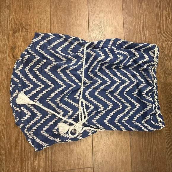 Mud Pie Women's Allison Strapless Navy Blue Chevron Swim Cover-Up NWT L (12-14) - Picture 2 of 10